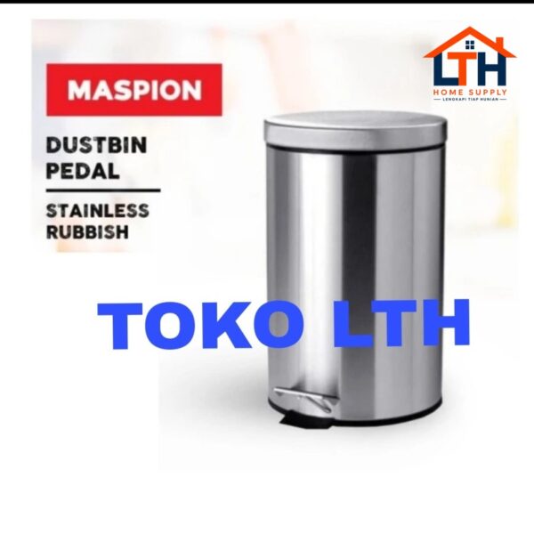 TEMPAT SAMPAH INJAK 3 LTR BULAT STAINLESS TONG DUSTBIN PEDAL MASPION