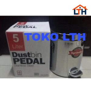 5-176-1.jpg TEMPAT SAMPAH INJAK 5 LTR BULAT STAINLESS TONG DUSTBIN PEDAL MASPION