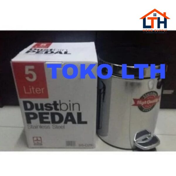 5-176-1.jpg TEMPAT SAMPAH INJAK 5 LTR BULAT STAINLESS TONG DUSTBIN PEDAL MASPION