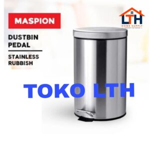 TEMPAT SAMPAH INJAK 12 LTR BULAT STAINLESS TONG DUSTBIN PEDAL MASPION