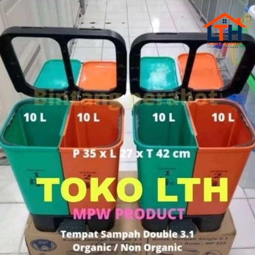 Tempat Tong Sampah Injak 20L 2 Warna Medis Organik Anorganik MPW