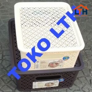 5-218-1.jpg SOFIA 3311 KERANJANG BOX KOTAK WADAH TUTUP SERBAGUNA PARCEL GREEN LEAF MEDIUM