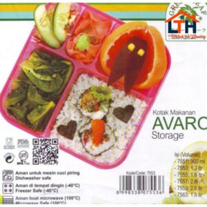 5-62-1.jpg KOTAK MAKANAN AVARO 7553 GREEN LEAF / LUNCH BOX SEKAT 5 / OMPRENG