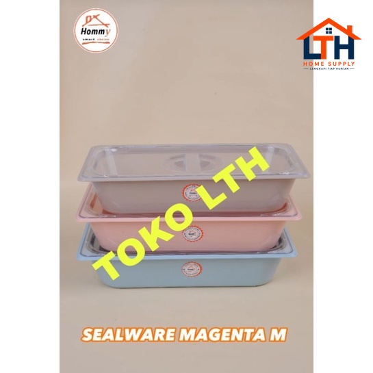 WADAH SAJI SEGI TUTUP PLASTIK MAGENTA M HOMMY 1116 SEALWARE 2300 ML FOOD PAN GASTRONOM