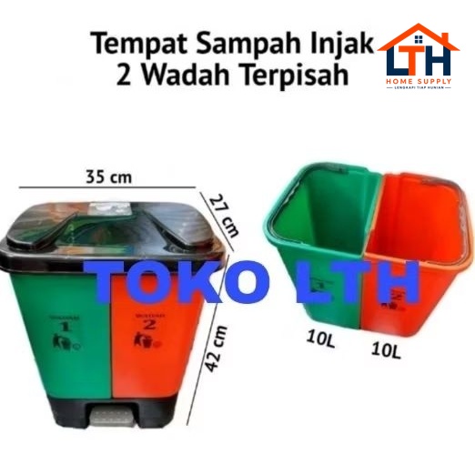 Tempat Tong Sampah Injak 20L 2 Warna Medis Organik Anorganik MPW